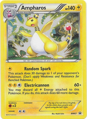 Ampharos BW67, Smooth Cosmos Holo, Bulbapedia reference scan