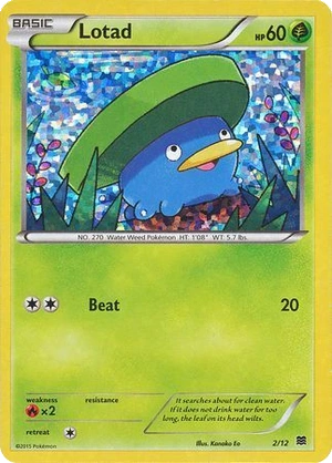 Lotad 2/12, McDonald's Collection 2015 Confetti Holo, Pokumon reference