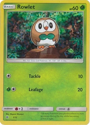 Rowlet 1/12, McDonald's Collection 2017 Confetti Holo, Pokumon reference