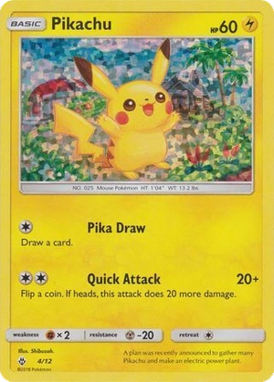 Pikachu 4/12, McDonald's Collection 2018 Confetti Holo, Pokumon reference