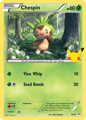 Chespin 6/25, Confetti Holo, flat official artwork
