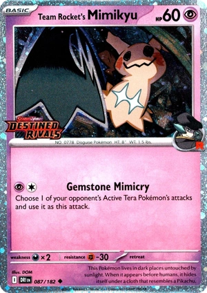 Team Rocket's Mimikyu 087/182, prerelease, owner-provided image