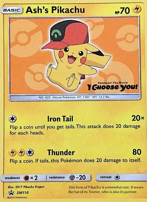 Ash's Pikachu #SM110, SM Black Star Non Holo, TCGdex reference
