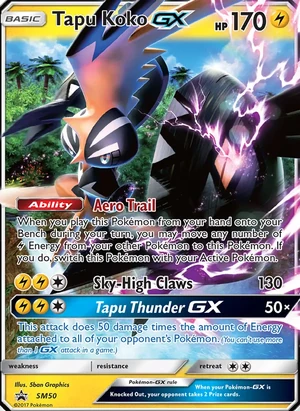Tapu Koko GX #SM50, SM Black Star Holo, TCGdex reference