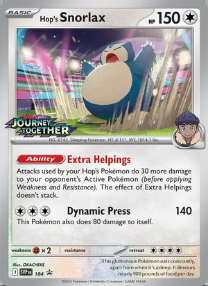 Hop's Snorlax 184, prerelease base reference scan