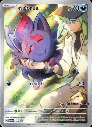 N's Zorua #189, English Pokemon Center stamped promo reference image
