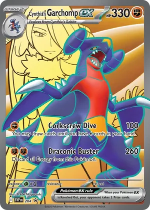 Cynthia's Garchomp ex #204, English SVP Black Star Promos promo, reference image