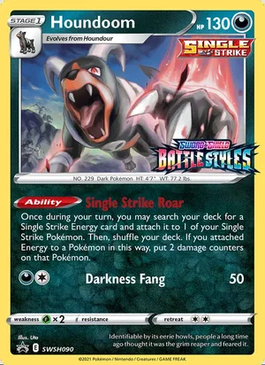 Houndoom SWSH090, prerelease base reference scan
