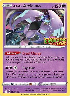 Galarian Articuno SWSH123, prerelease base reference scan