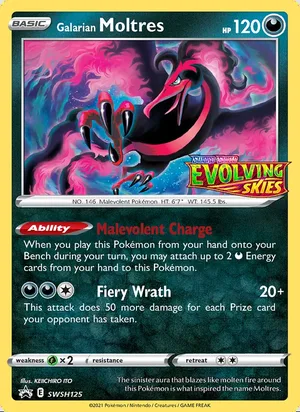 Galarian Moltres SWSH125, prerelease base reference scan