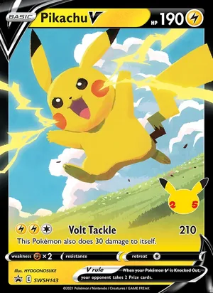 Pikachu V #SWSH143, SWSH Black Star Holo, TCGdex reference