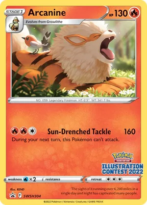 Arcanine #SWSH304, English SWSH Black Star Promos promo, reference image