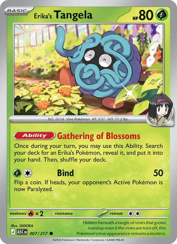 Erika's Tangela 007/217, Ascended Heroes English Cosmos Holofoil, card art reference