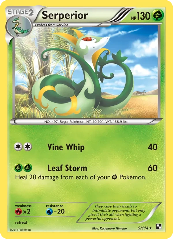 Serperior 5/114, Black & White English Cracked Ice Holofoil, card art reference