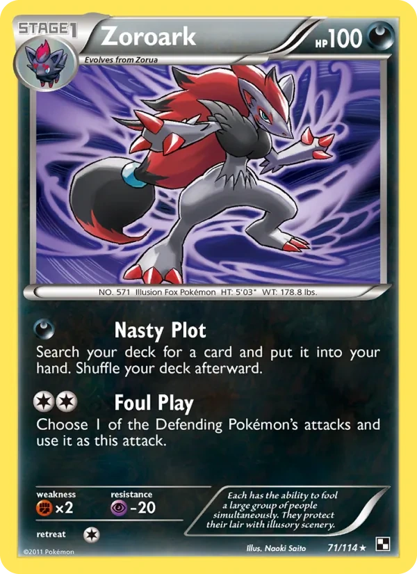 Zoroark 71/114, Black & White English Non Holo, card art reference