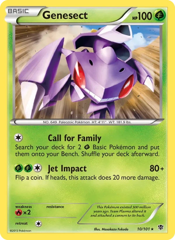 Genesect 10/101, Plasma Blast English Cracked Ice Holofoil, card art reference