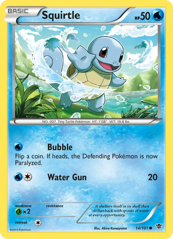 Squirtle 14/101, Plasma Blast English Build-A-Bear stamp, card art reference
