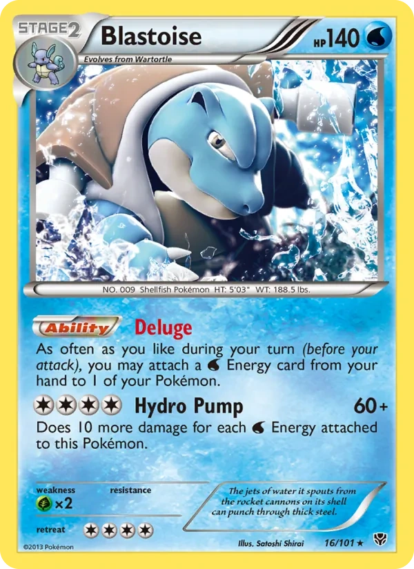 Blastoise 16/101, Plasma Blast English Non Holo, card art reference