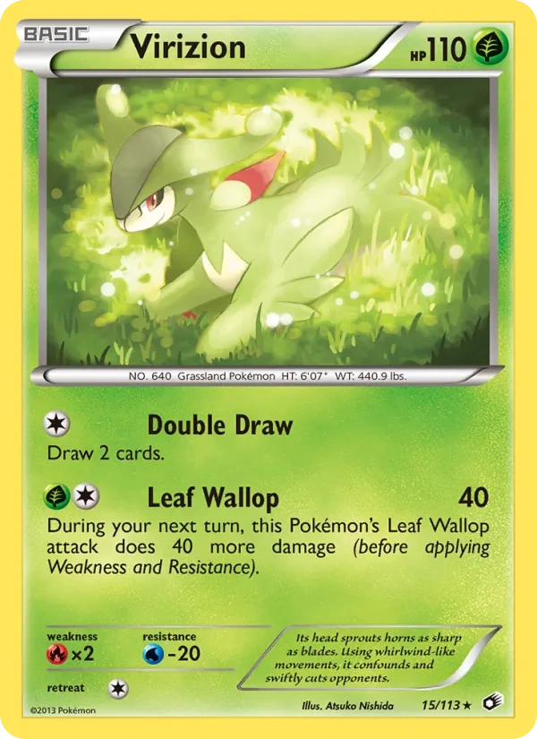 Virizion 15/113, Legendary Treasures English Non Holo, card art reference