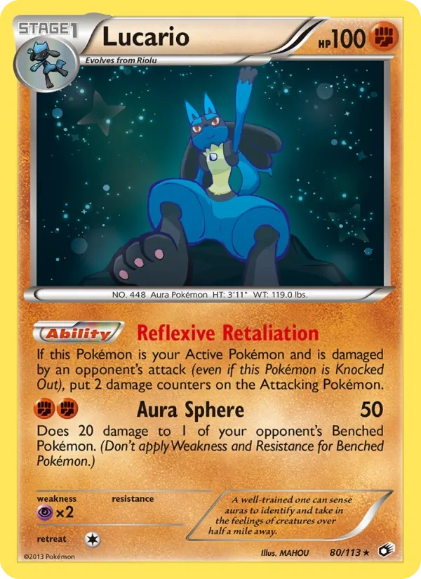 Lucario 80/113, Legendary Treasures English Cosmos Holofoil, card art reference