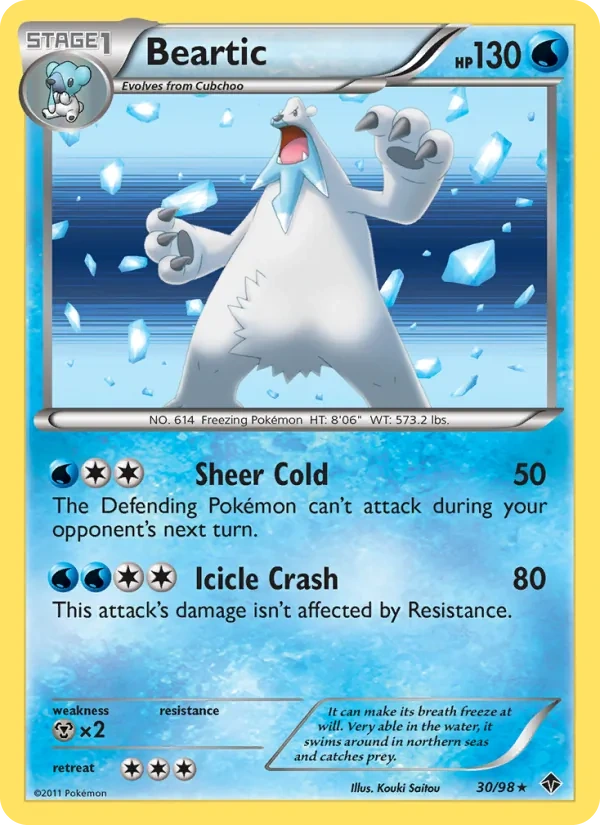 Beartic 30/98, Emerging Powers English Cracked Ice Holofoil, card art reference