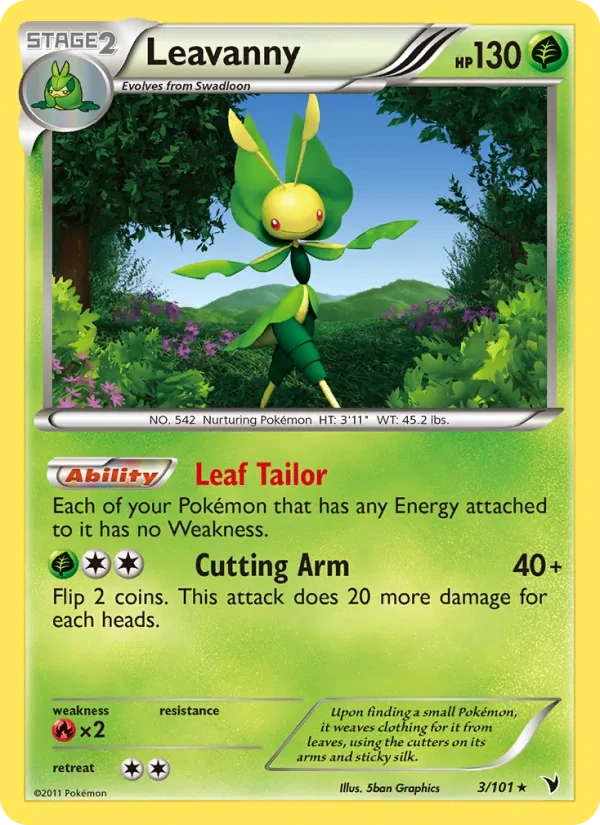 Leavanny 3/101, Noble Victories English Non Holo, card art reference