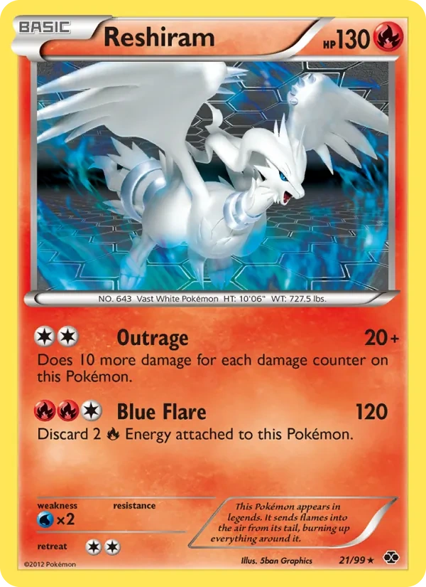 Reshiram 21/99, Next Destinies English Tinsel Holofoil, card art reference