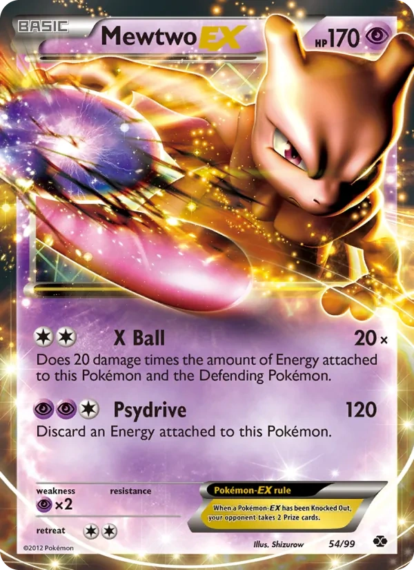 Mewtwo-EX 54/99, Next Destinies English Sheen Holofoil, card art reference