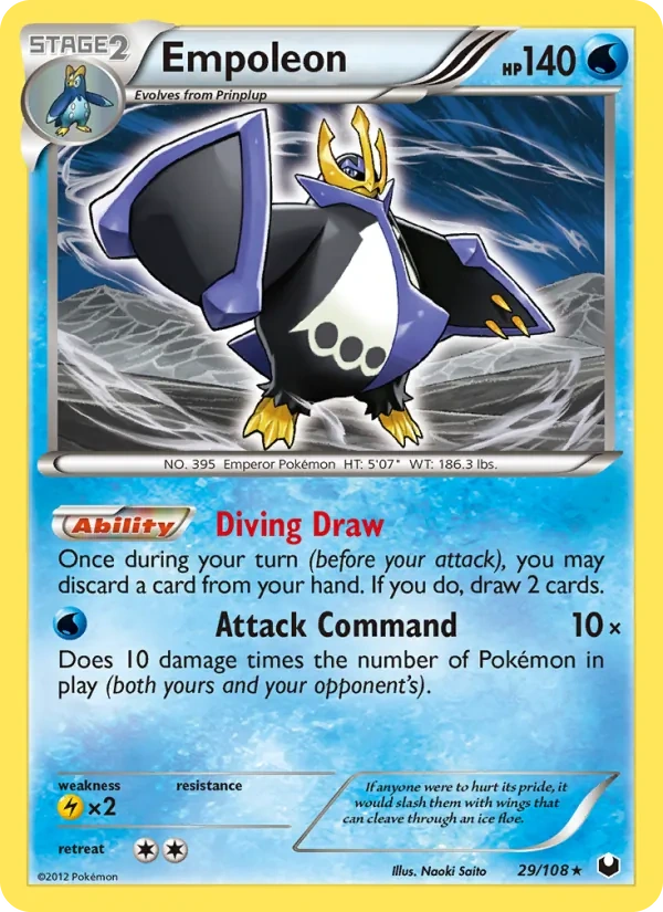 Empoleon 29/108, Dark Explorers English Non Holo, card art reference
