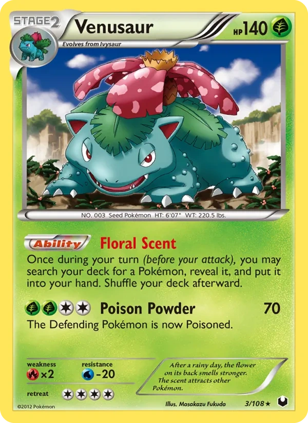Venusaur 3/108, Dark Explorers English Cosmos Holofoil, card art reference