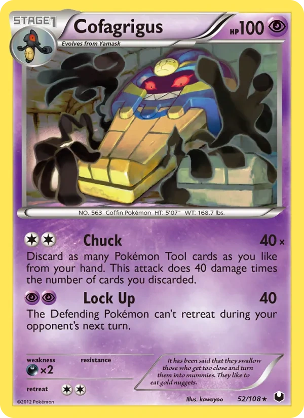 Cofagrigus 52/108, Dark Explorers English Cracked Ice Holofoil, card art reference