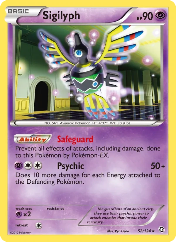 Sigilyph 52/124, Dragons Exalted English Cosmos Holofoil, card art reference