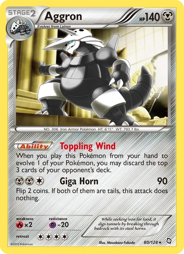 Aggron 80/124, Dragons Exalted English Cosmos Holofoil, card art reference