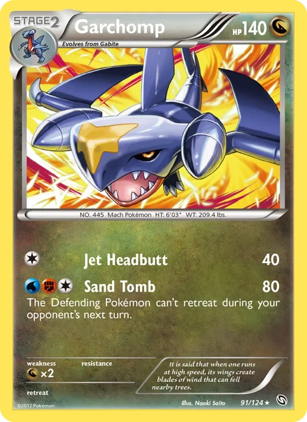 Garchomp 91/124, Dragons Exalted English Cosmos Holofoil, card art reference