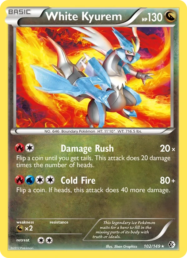 White Kyurem 102/149, Boundaries Crossed English Cracked Ice Holofoil, card art reference