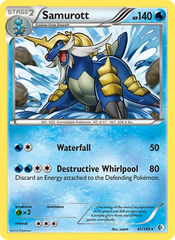 Samurott 41/149, Boundaries Crossed English Non Holo, card art reference