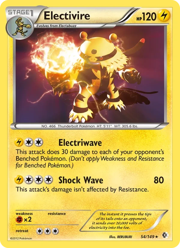 Electivire 54/149, Boundaries Crossed English Non Holo, card art reference