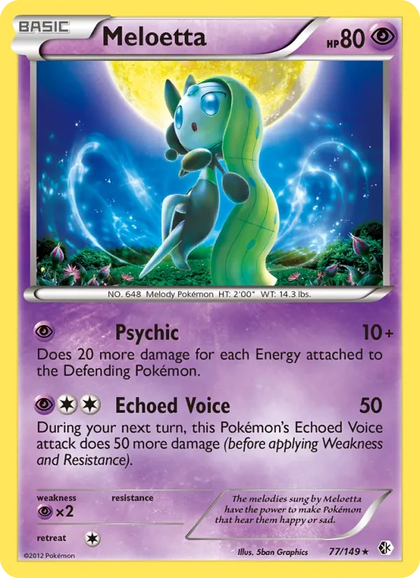 Meloetta 77/149, Boundaries Crossed English Non Holo, card art reference