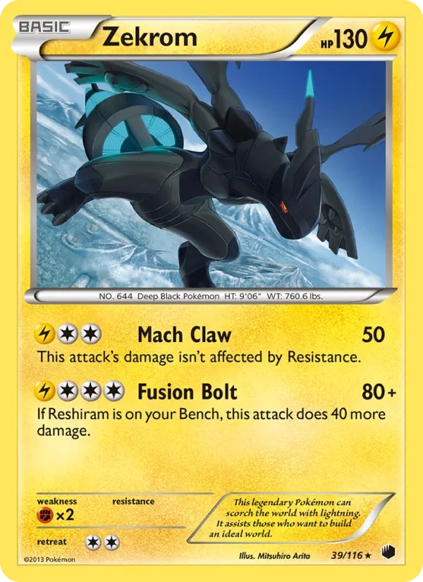 Zekrom 039/116, Plasma Freeze English Cosmos Holofoil, card art reference