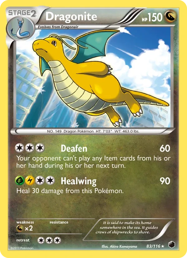 Dragonite 83/116, Plasma Freeze English Cosmos Holofoil, card art reference