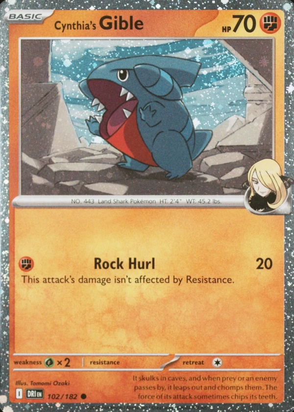 Cynthia's Gible 102/182, Destined Rivals English Cosmos Holofoil, owner-provided image