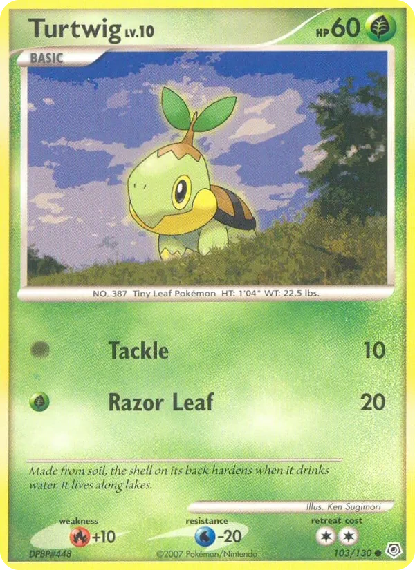 Turtwig 103/130, Diamond & Pearl English Cosmos Holofoil, card art reference