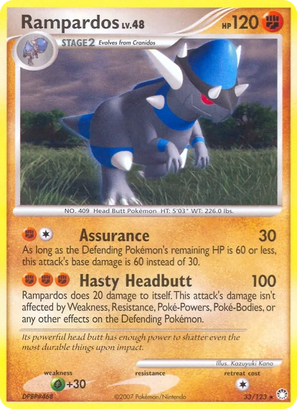 Rampardos 33/123, Mysterious Treasures English Cosmos Holofoil, card art reference