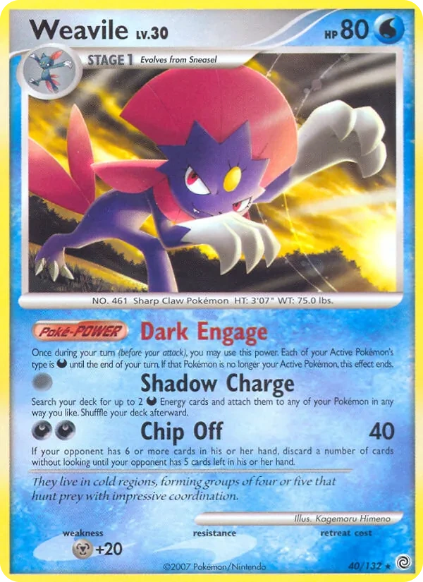 Weavile 40/132, Secret Wonders English Gold snowflake stamp, card art reference