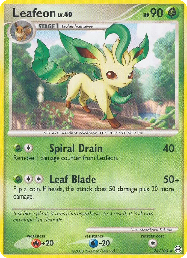 Leafeon 24/100, Majestic Dawn English Cosmos Holofoil, card art reference