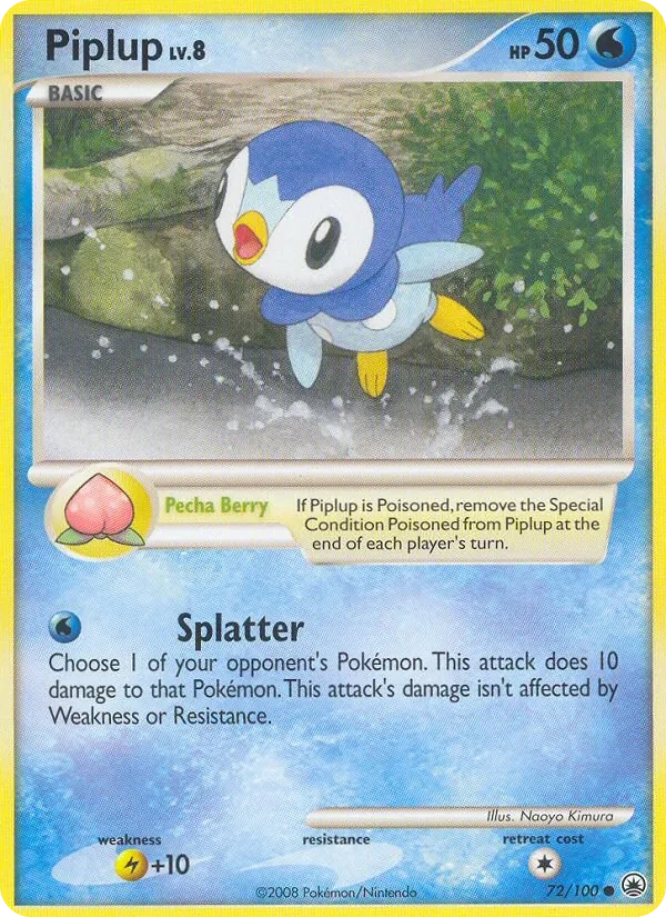 Piplup 72/100, Majestic Dawn English Gold snowflake stamp, card art reference