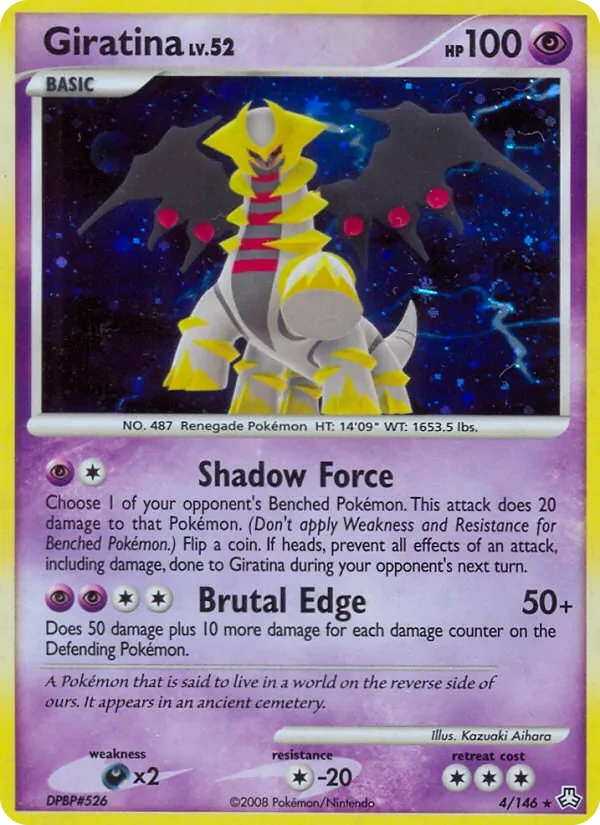 Giratina 4/146, Legends Awakened English Reverse Holofoil "Platinum" stamp, card art reference