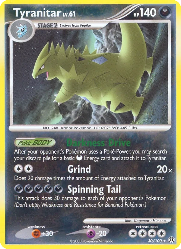 Tyranitar 30/100, Stormfront English Cosmos Holofoil, card art reference