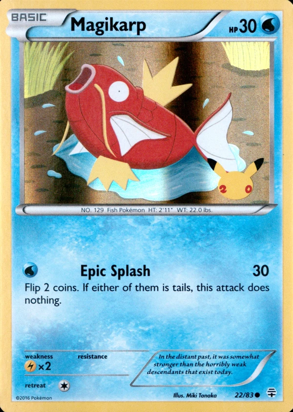 Magikarp 22/83, Generations English Holofoil "20th Anniversary" stamp, image provided by the catalog owner