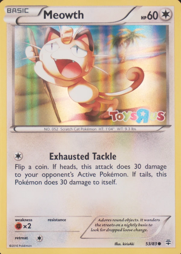 Meowth 53/83, Generations English Holofoil "Toys R Us" stamp, image provided by the catalog owner
